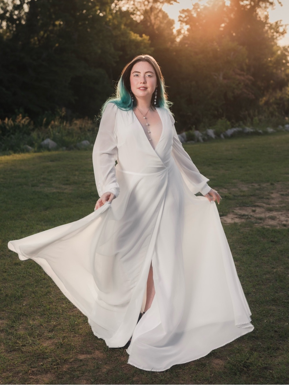 Lulu's Ivory Long Sleeve Wrap Maxi Dress